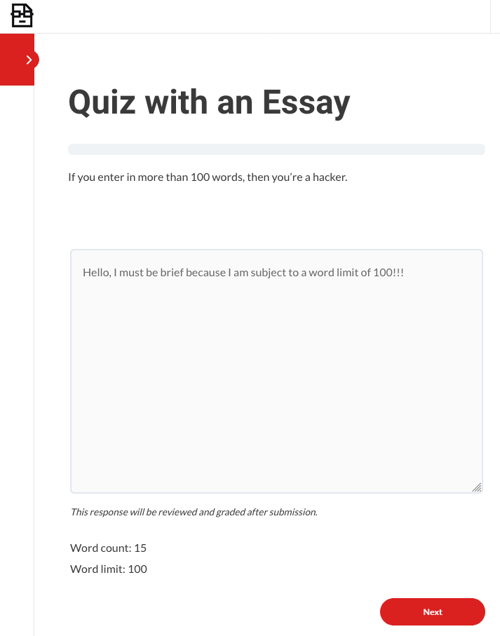 100 word limit essay